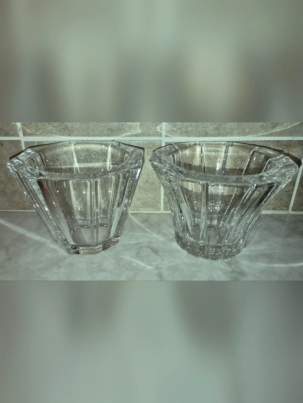 2 Swedish Orrefors Crystal Bowls, Candle Holders